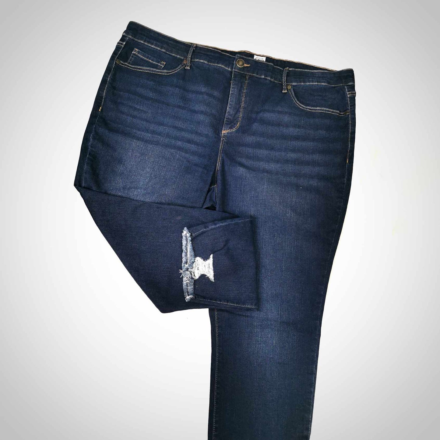 Jeans Iris bleu foncé, jambes étroites, taille haute