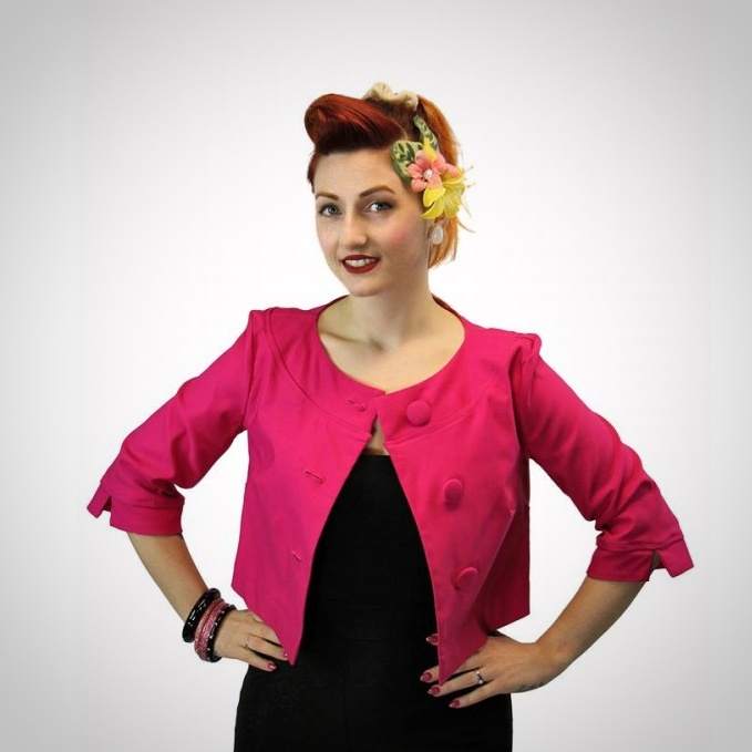 Boléro rétro taille plus fushia