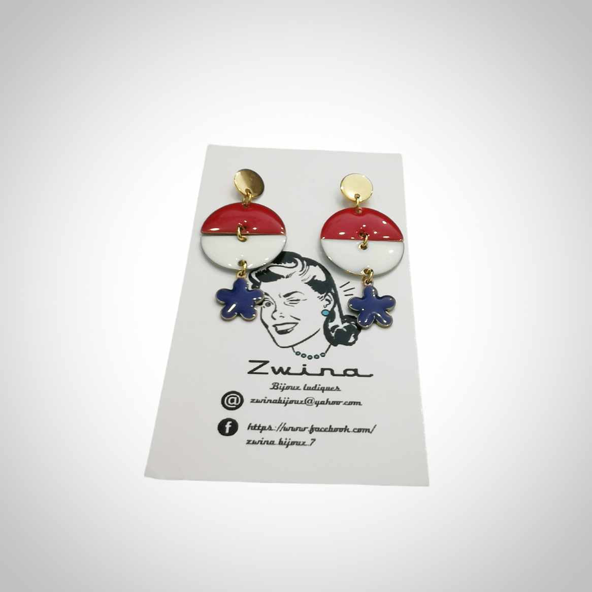 Boucles d'oreilles balle rouges et blanches