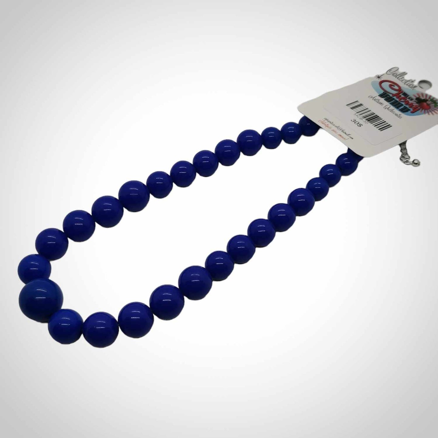 collier à grosses billes bleu royale