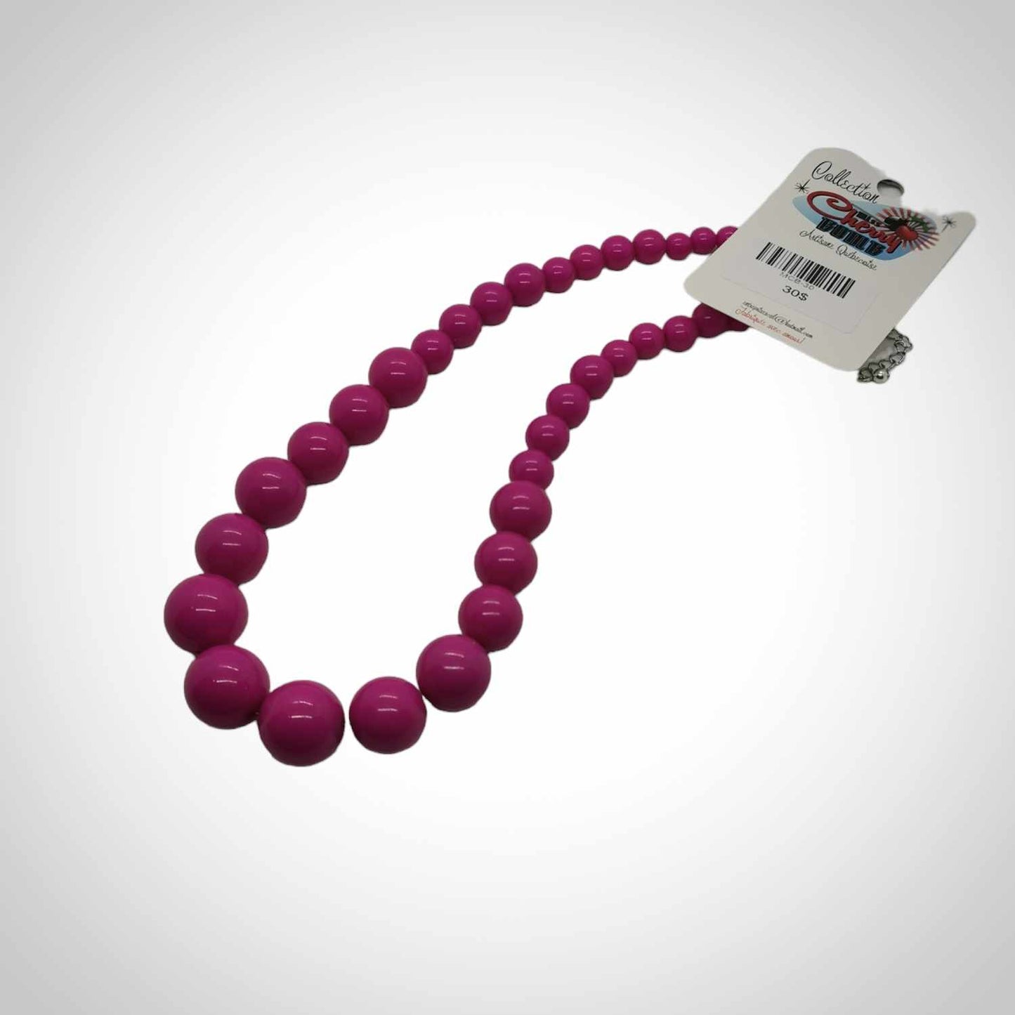 collier à grosses billes fushia