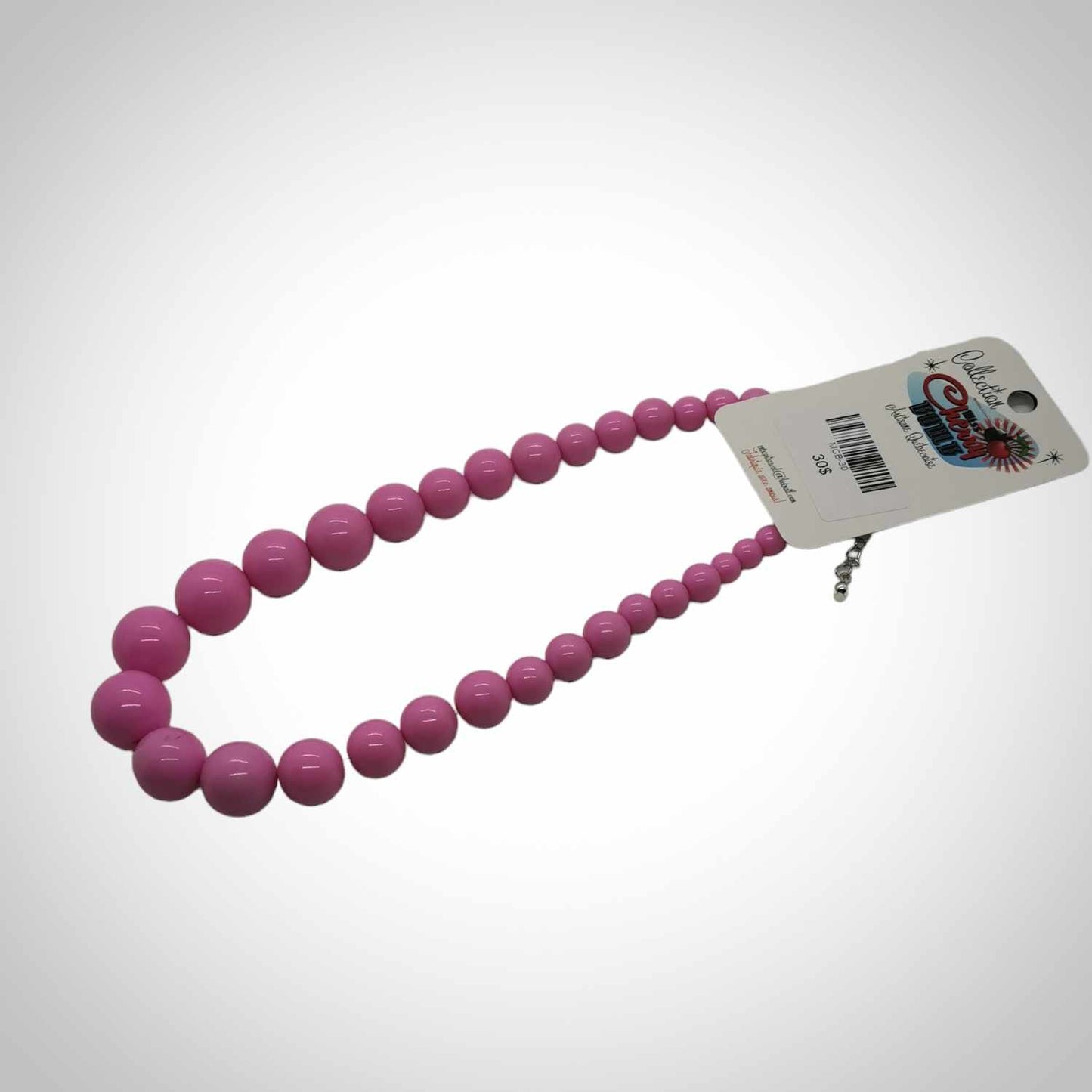 collier à grosses billes roses pâles
