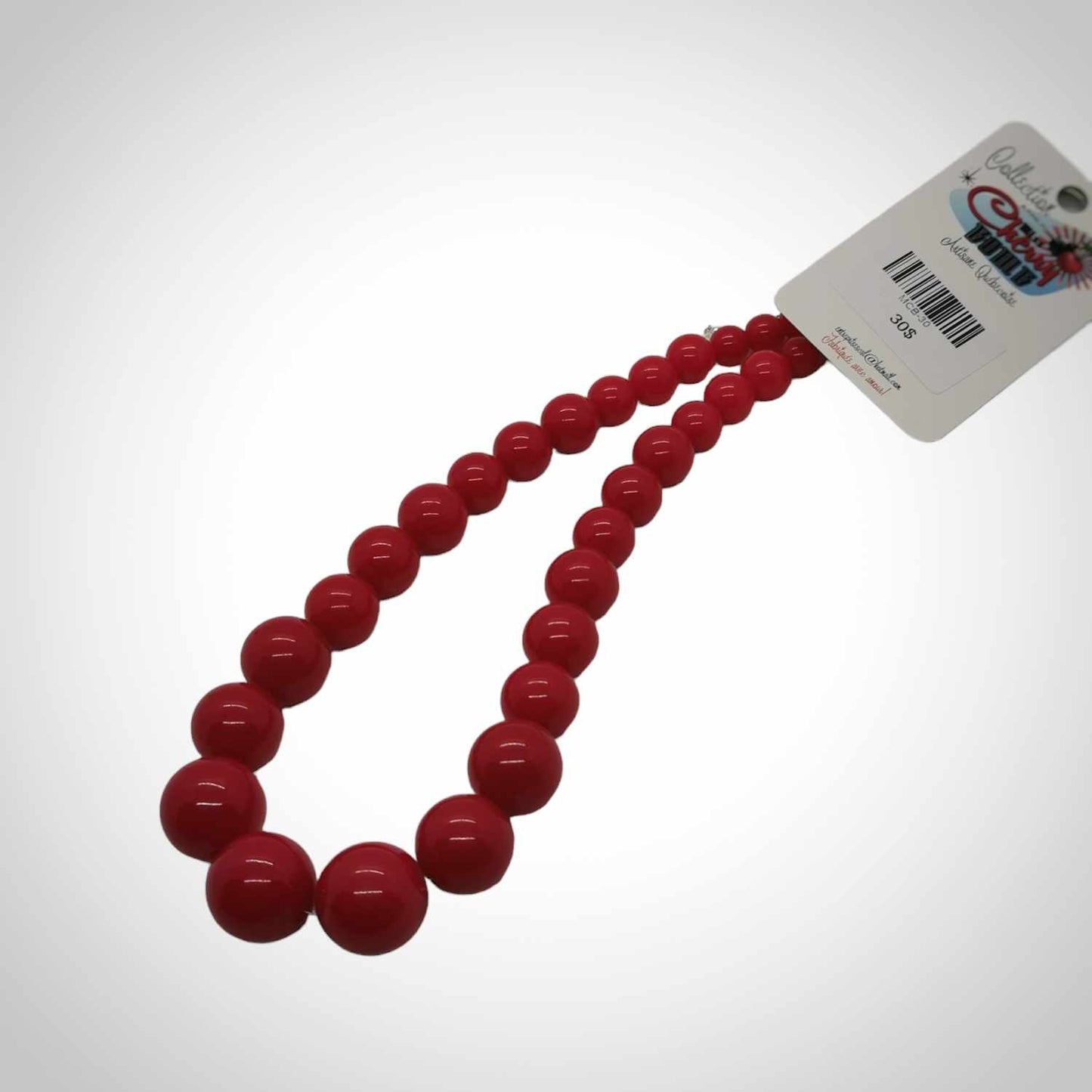 collier à grosses billes rouges