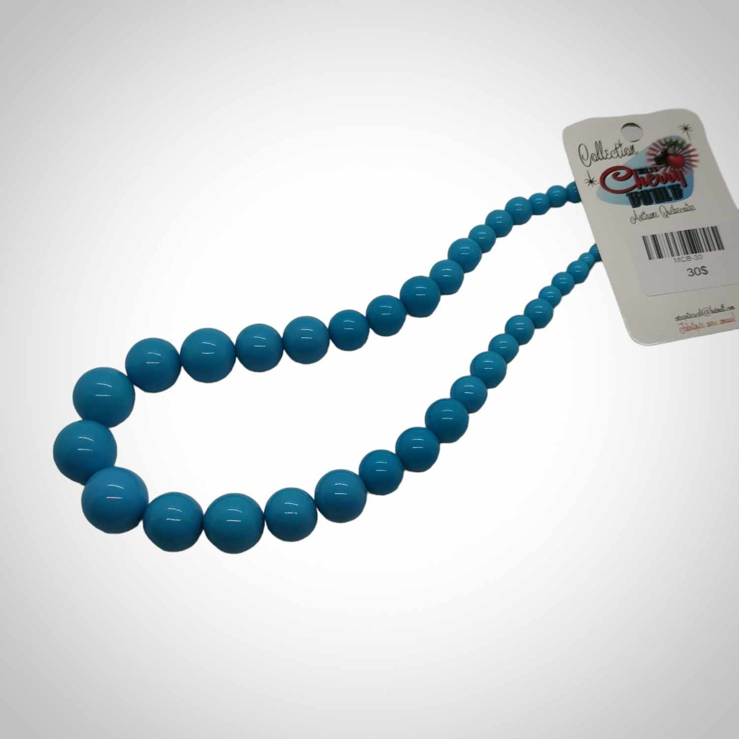 collier à grosses billes bleu ciel