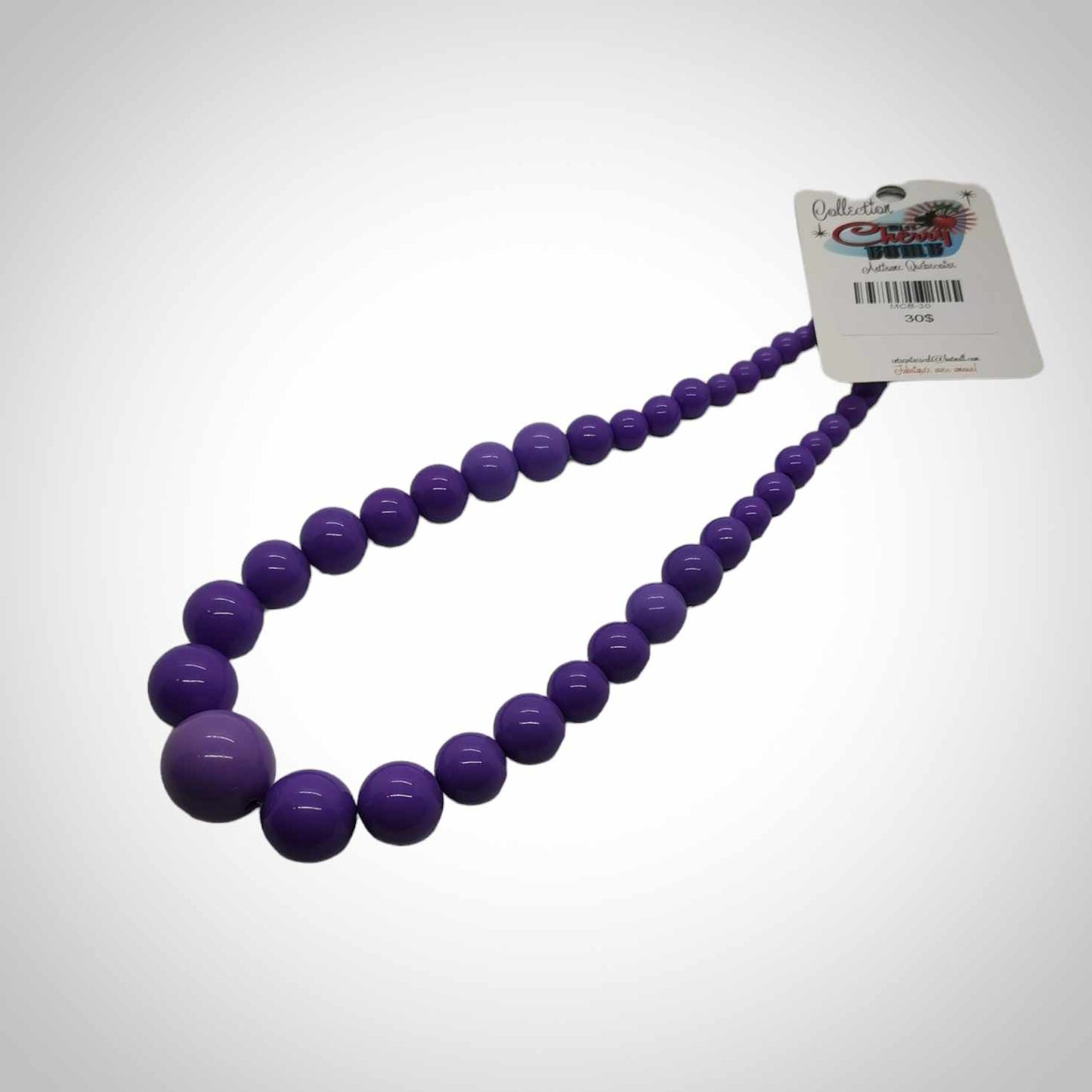 collier à grosses billes violets