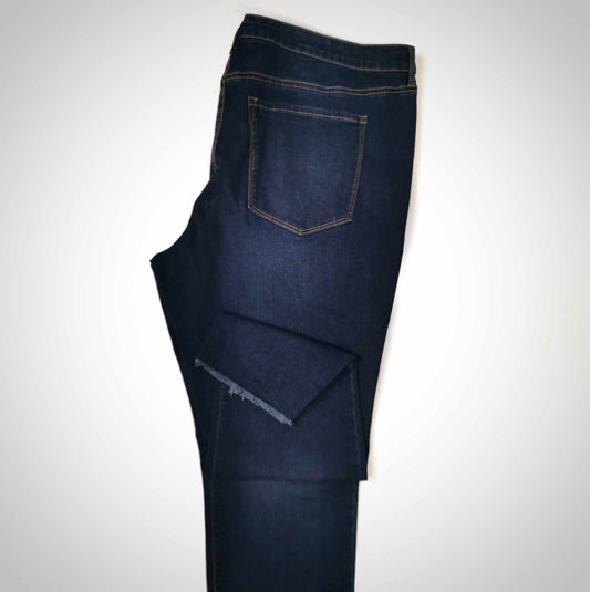 Jeans Iris bleu foncé, jambes étroites, taille haute