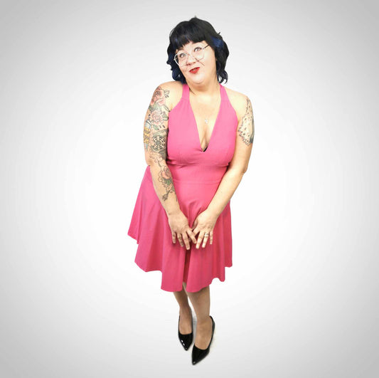 Robe taille plus style Maryline Fushia