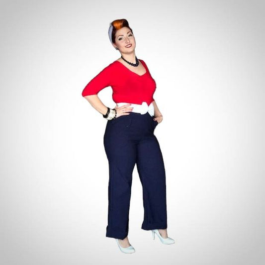 Pantalon taillle plus attache à l'arrière bleu marin