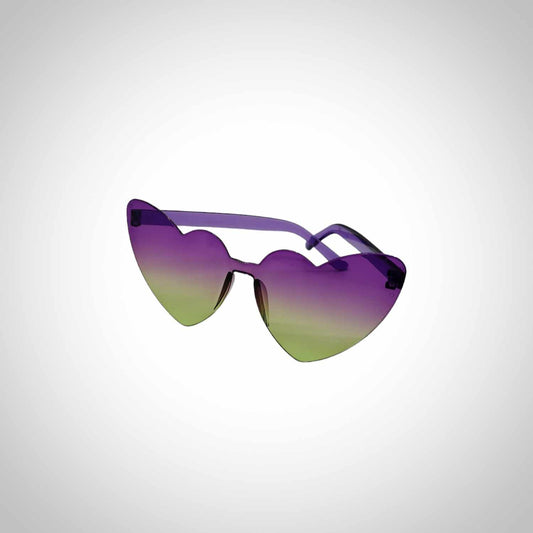 Lunettes en forme de coeur mauve et vert