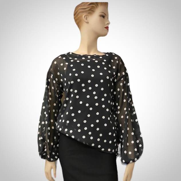 Chandail taille plus manches longues à pois