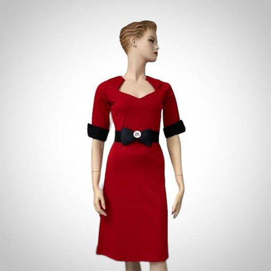 Robe taille plus rouge coupe droite