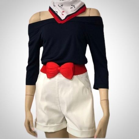 Short taille plus attachant à l'arrière blanc