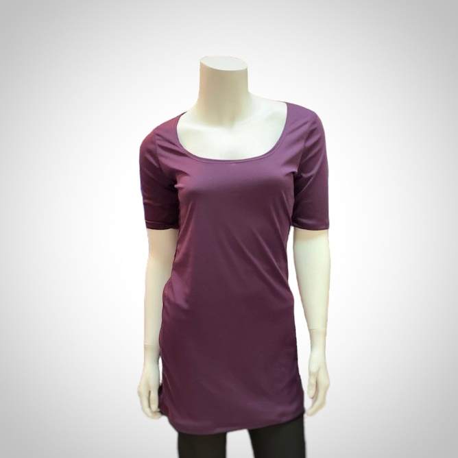 Chandail tunique col rond aubergine