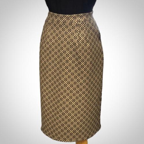 Jupe cigarette taille plus motifs dorés