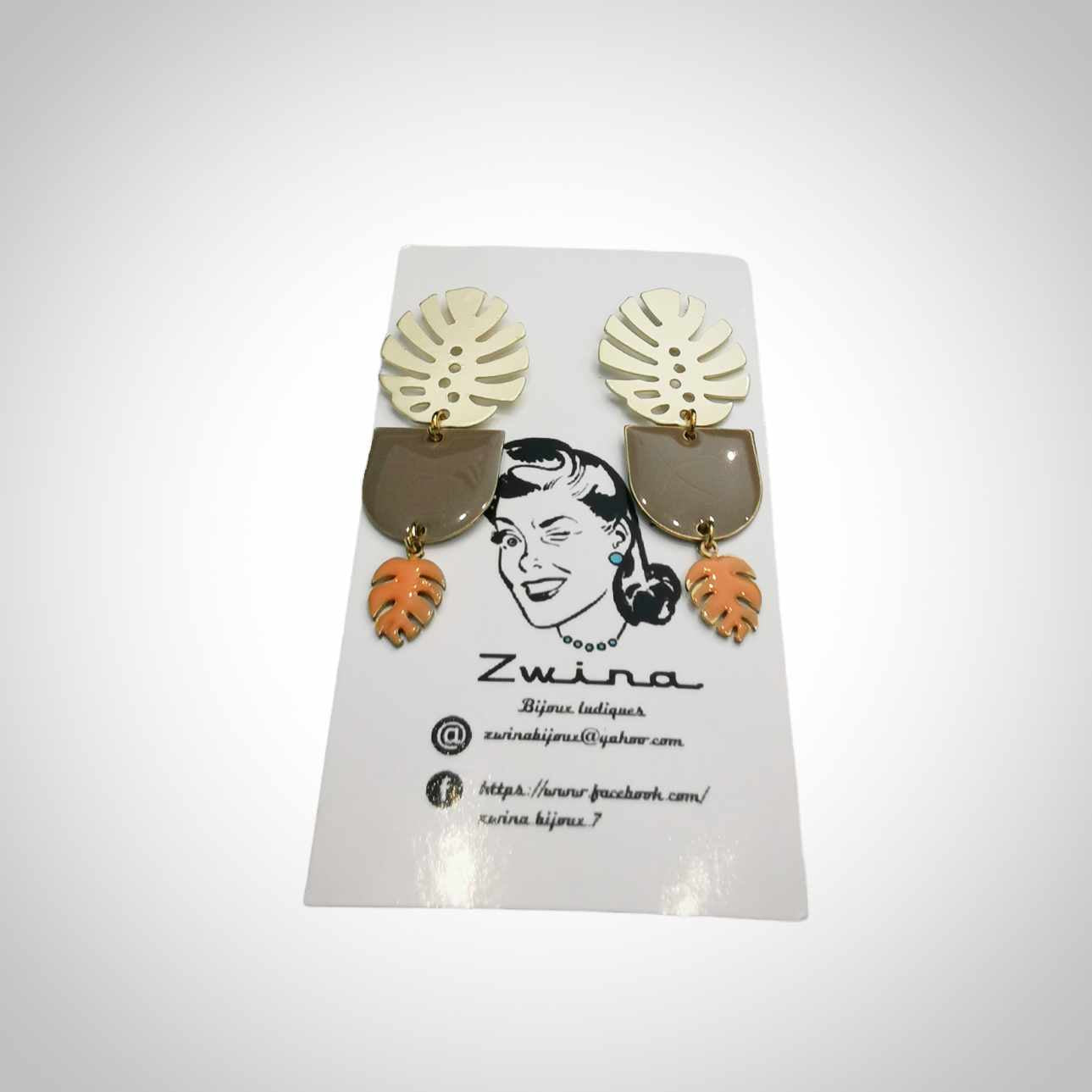 Boucles d'oreilles feuilles orange et or