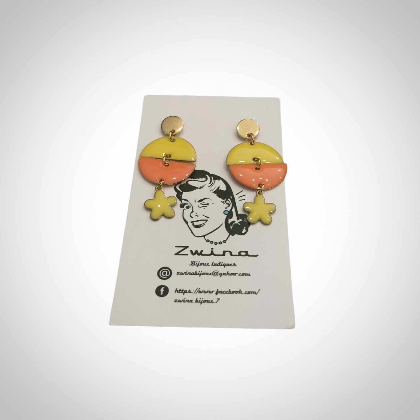 Boucles d'oreilles balle jaune et orange