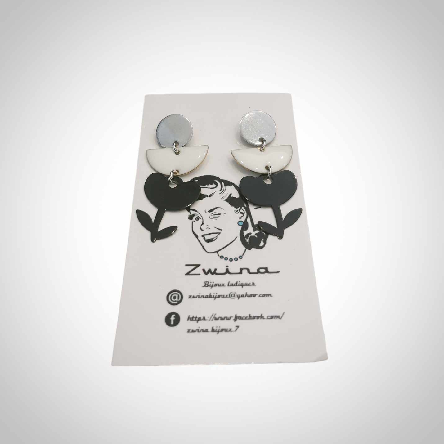 Boucles d'oreilles tulipes noires