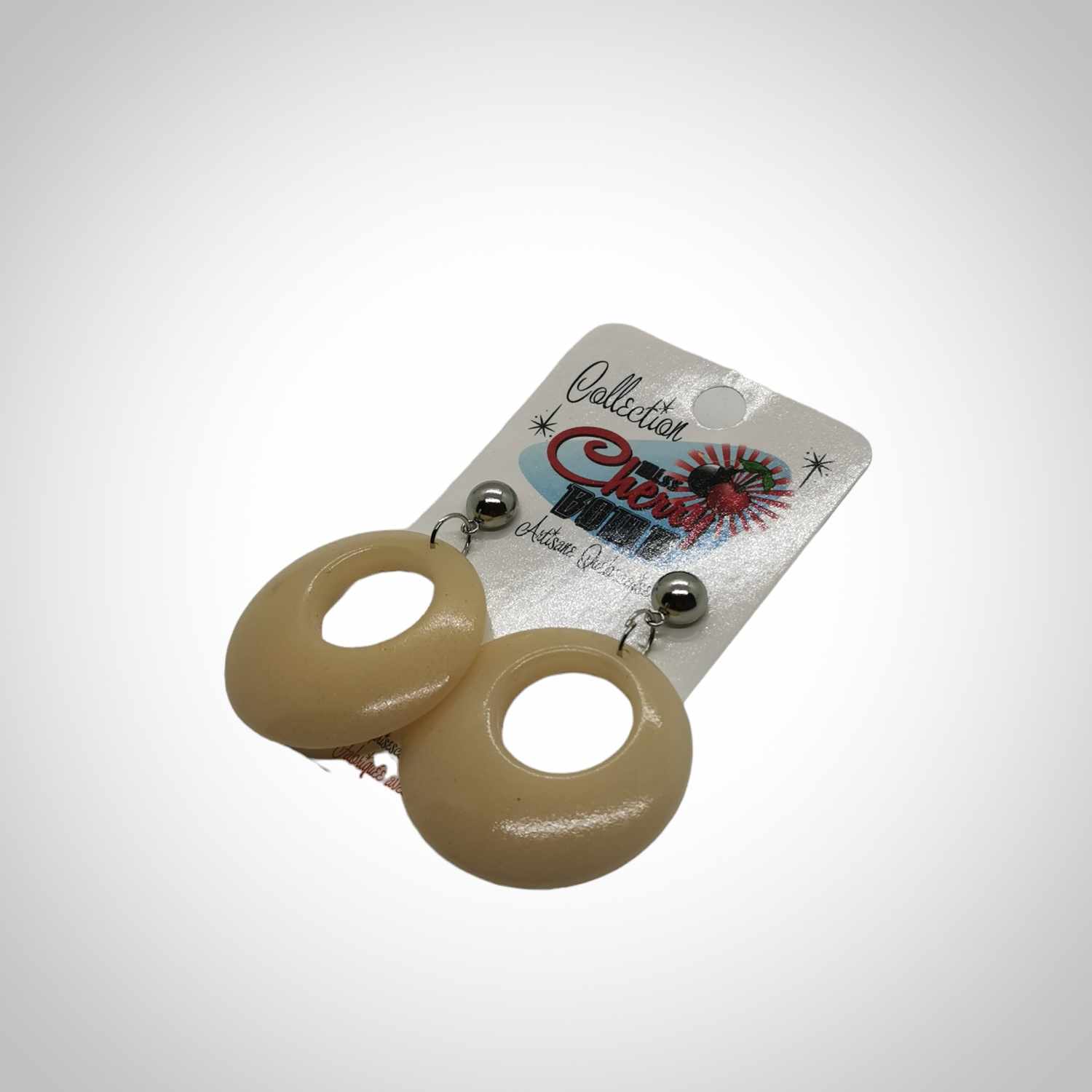 Boucles d'oreilles anneaux crèmes