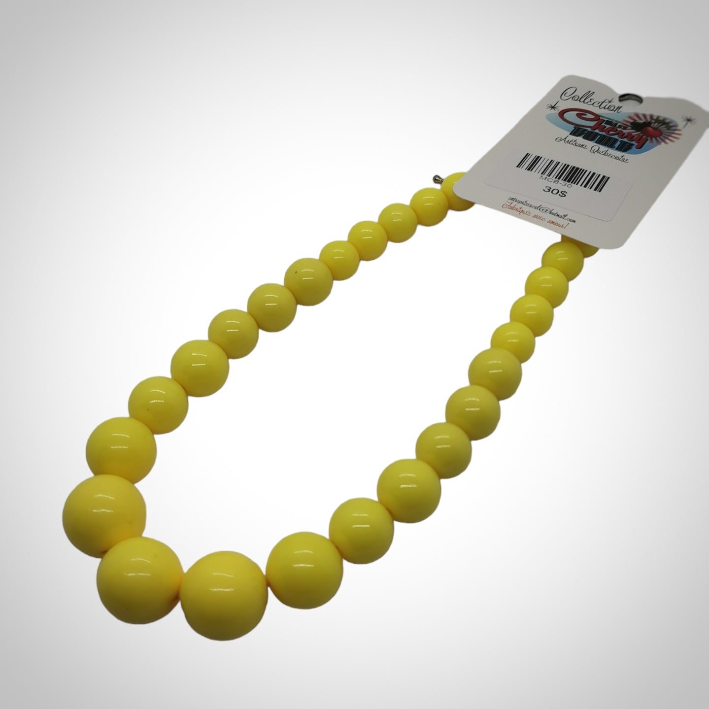 collier à grosses billes jaunes