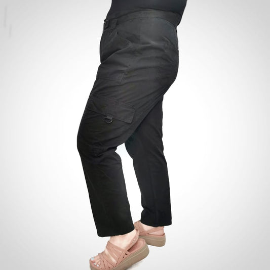 Pantalon cargo noir avec ceinture