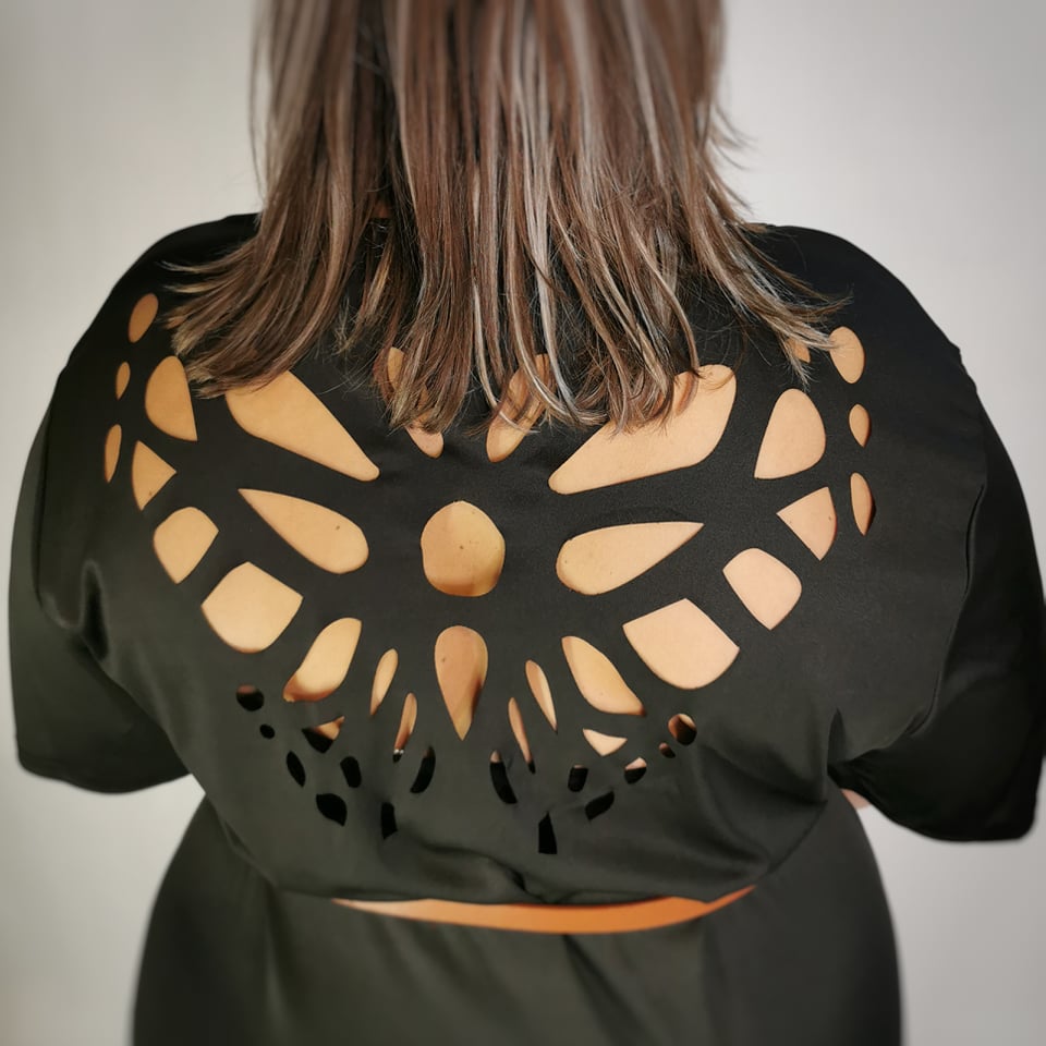 Dress with butterfly cutout