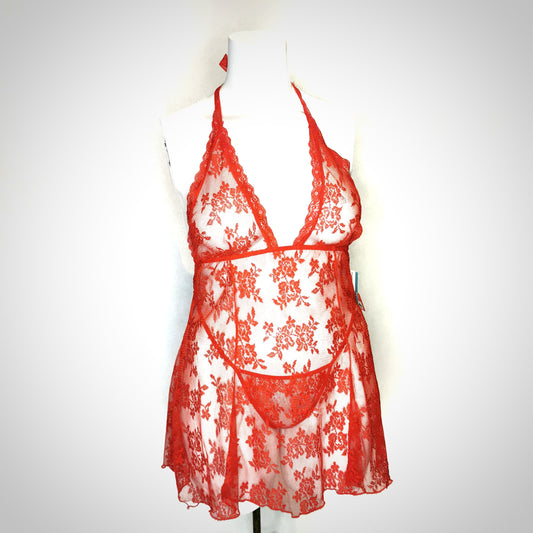 Babydoll dentelle ( rouge et noir)