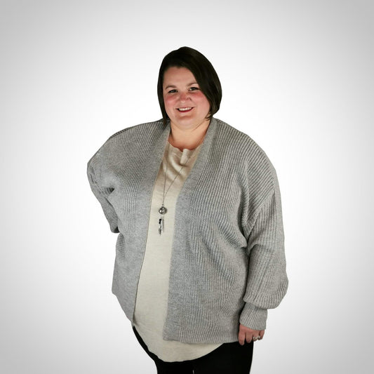Long gray knit jacket