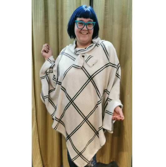 Poncho Noir et Blanc Long Rock'N Ronde Fabriquée au Québec